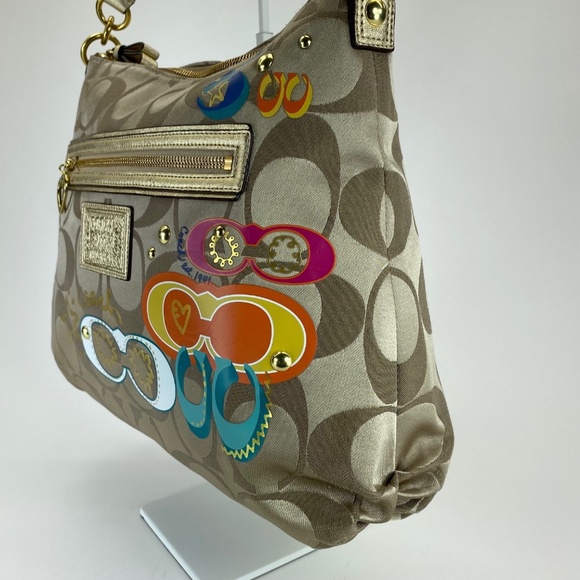 Coach Handbags - Coach Khaki Daisy Poppy C Applique Hobo - H1220-F20962